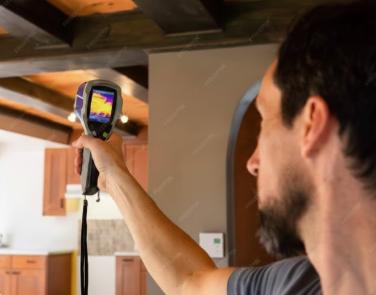 Man holding ardon meter in a home